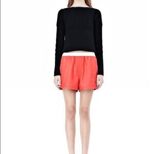 T by Alexander Wang NWT Red Orange Lamb Leather Pull On Boxer Track Shorts